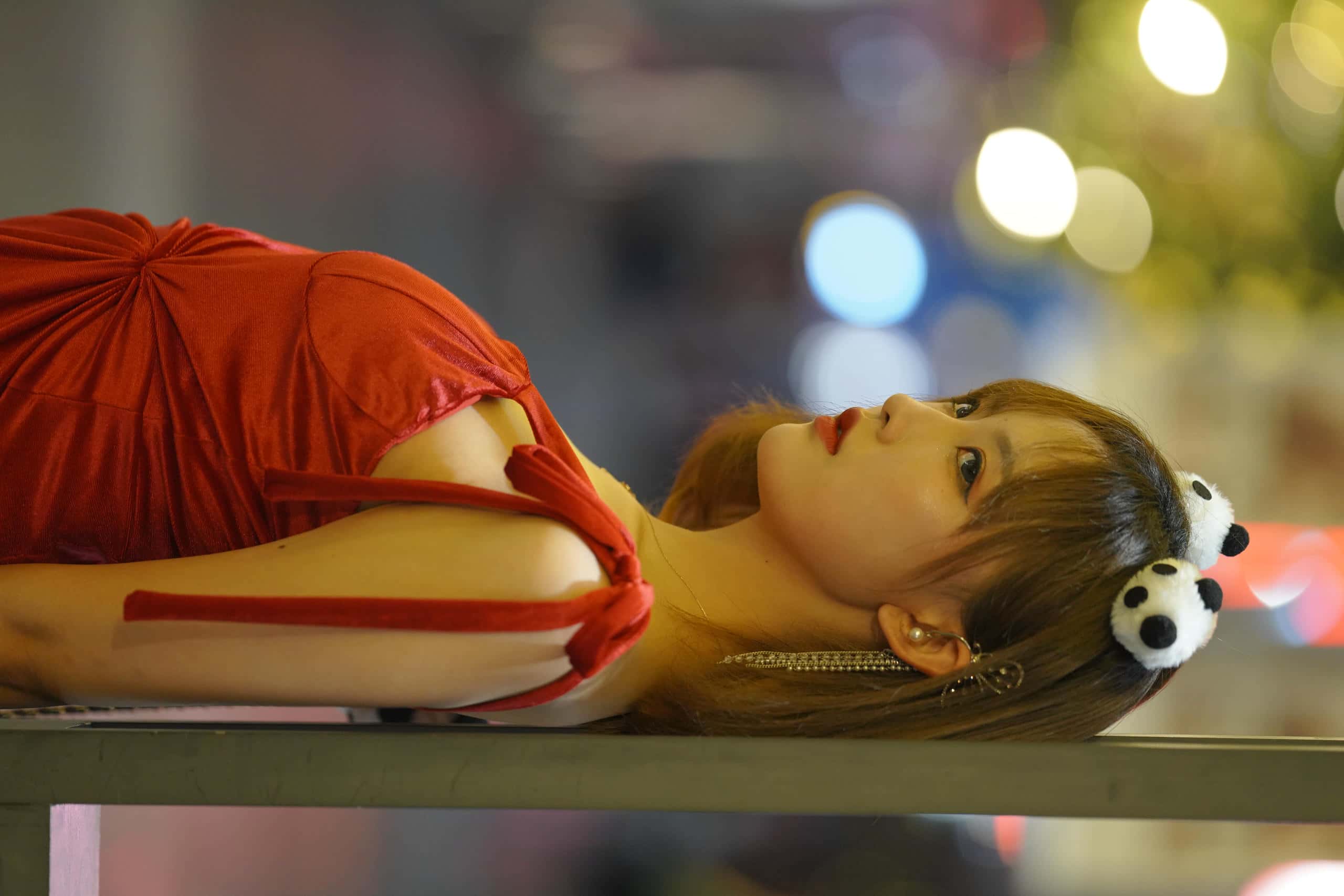 图片[4]-P4187 亮眼红色吊带裙 【352P】-如玉图库